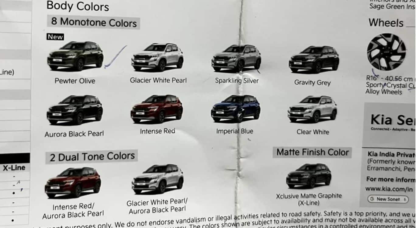 Sonet facelift Colours