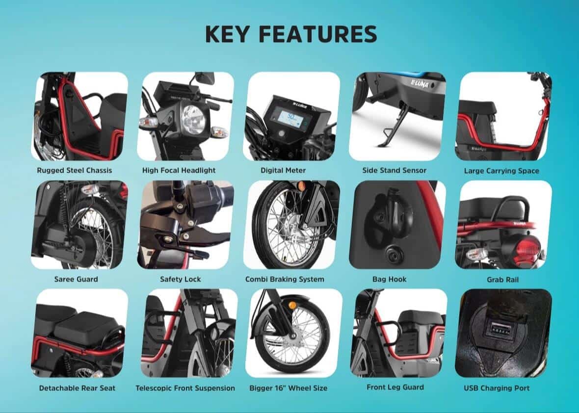 கைனெட்டிக்  இ-லூனா வசதிகள்