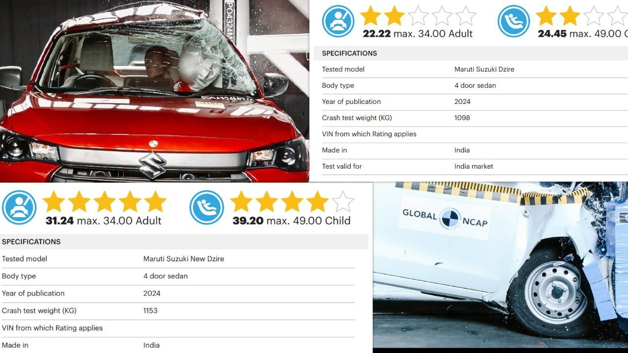 2024 dzire vs old dzire crash test result